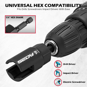 SEDY hex shank attachment fits standard 1/4 inch drills for quick use