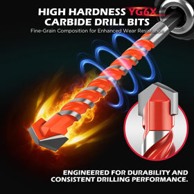 SEDY hex shank masonry bits ensure secure fit on most drills for steady cuts.