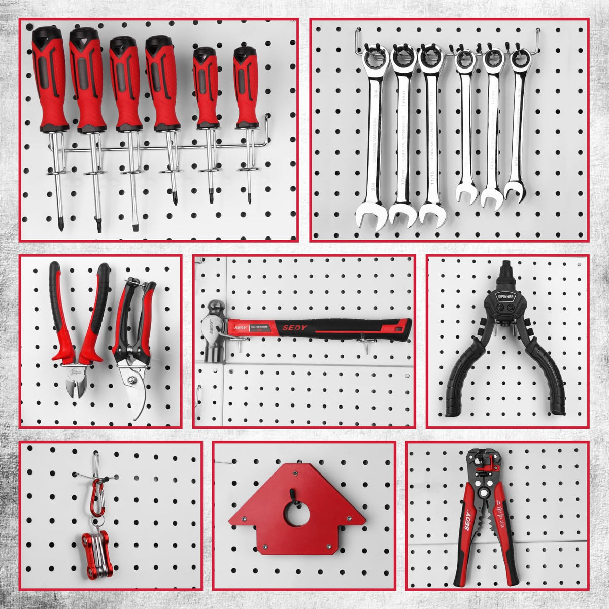 SEDY kitchen, shop, and basement organization with pegboard kit