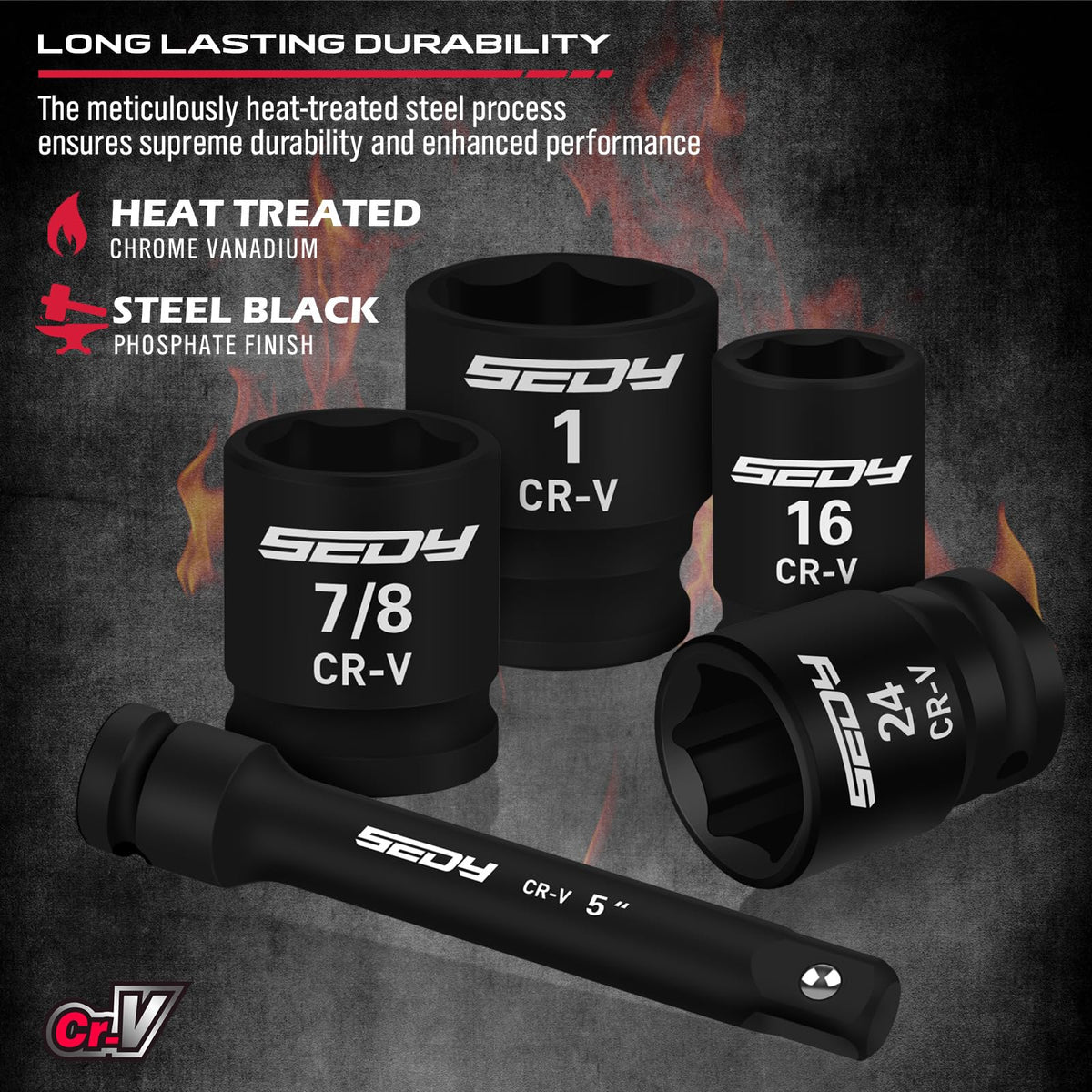 SEDY laser-marked sockets for fast, precise sizing during repairs.