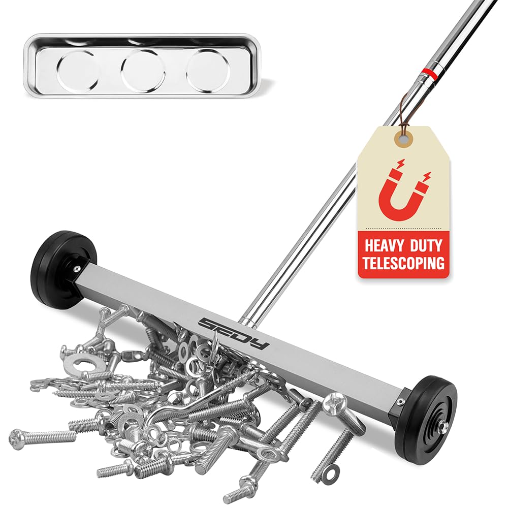 SEDY magnet sweeper 17-inch nail pickup clears workshop floors quickly