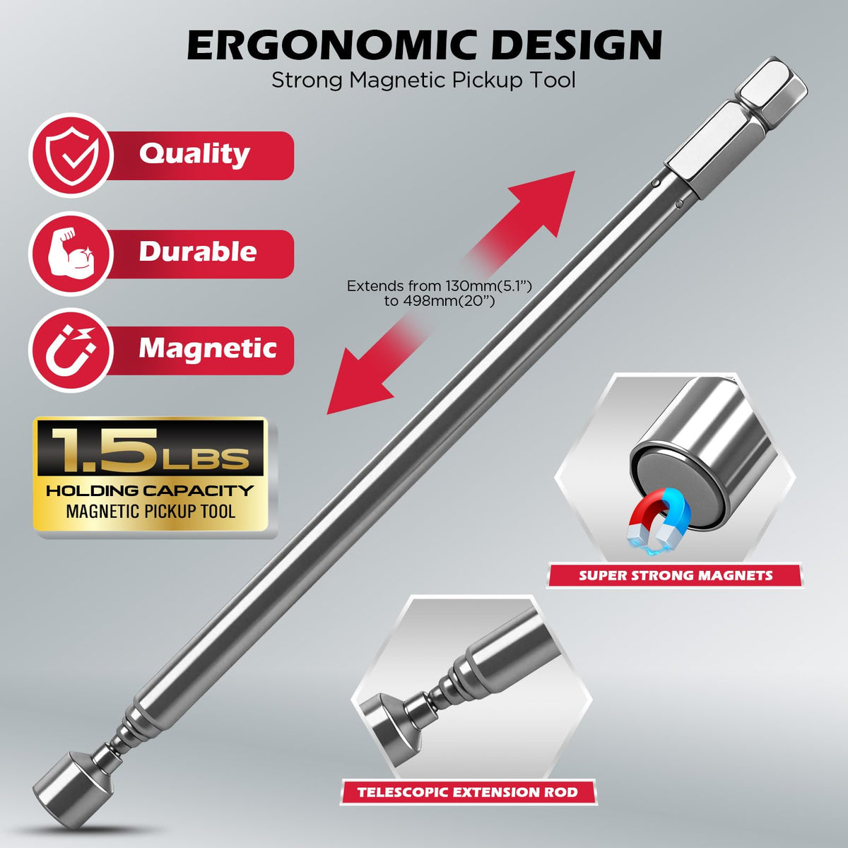 SEDY magnetic storage rail keeps tools organized on metal surfaces