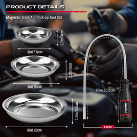 SEDY magnetic tray 3in securely holds nuts and bolts while protecting surfaces.