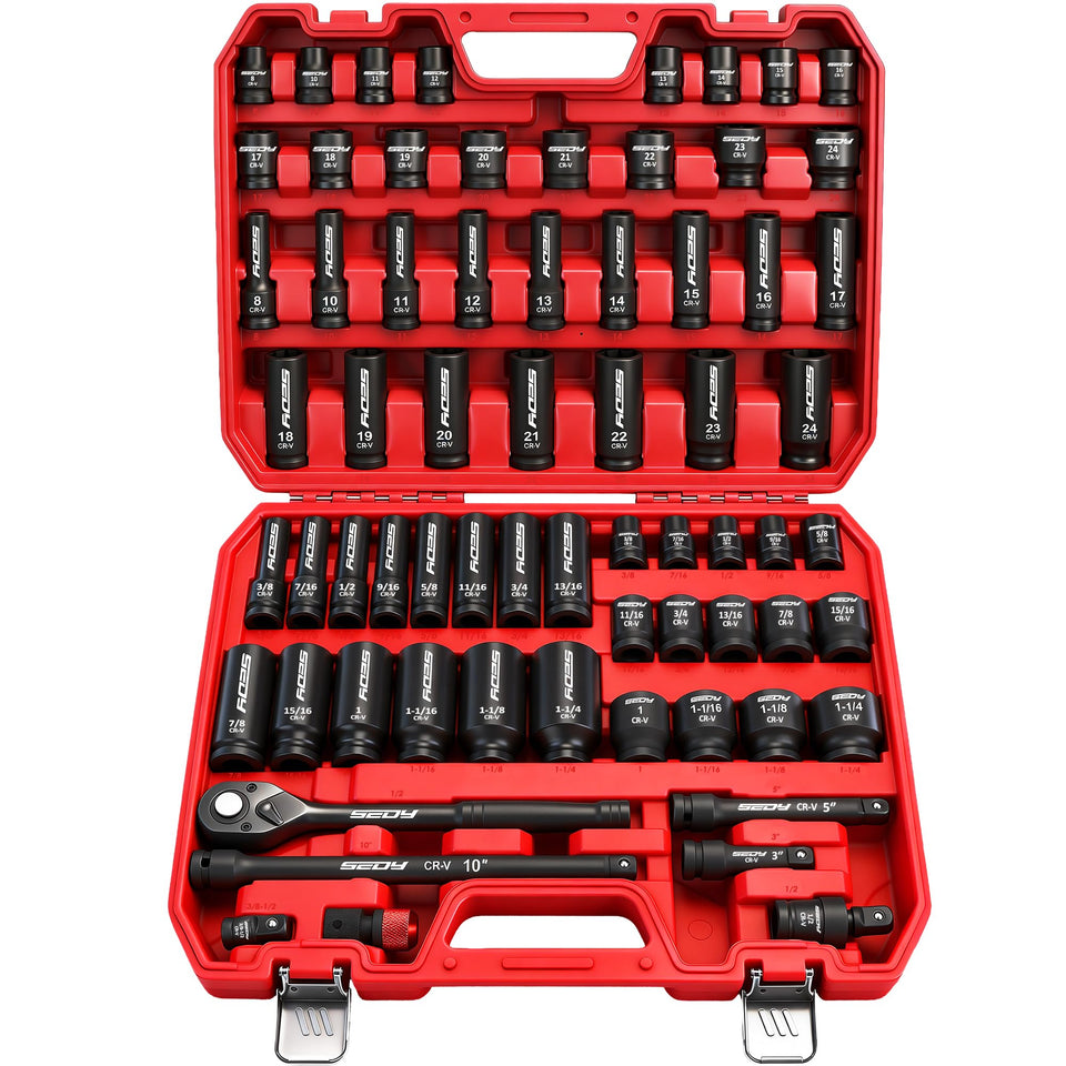 SEDY Master 12 drive socket set shown for comprehensive repair tasks