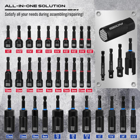 SEDY metric and SAE nut drivers with sockets ensure broad compatibility.