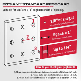 SEDY chrome-plated hooks keep tools neatly hung and accessible.