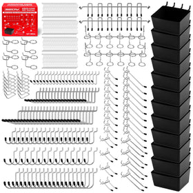 SEDY pegboard hook set with 300 pieces for organized garage storage.