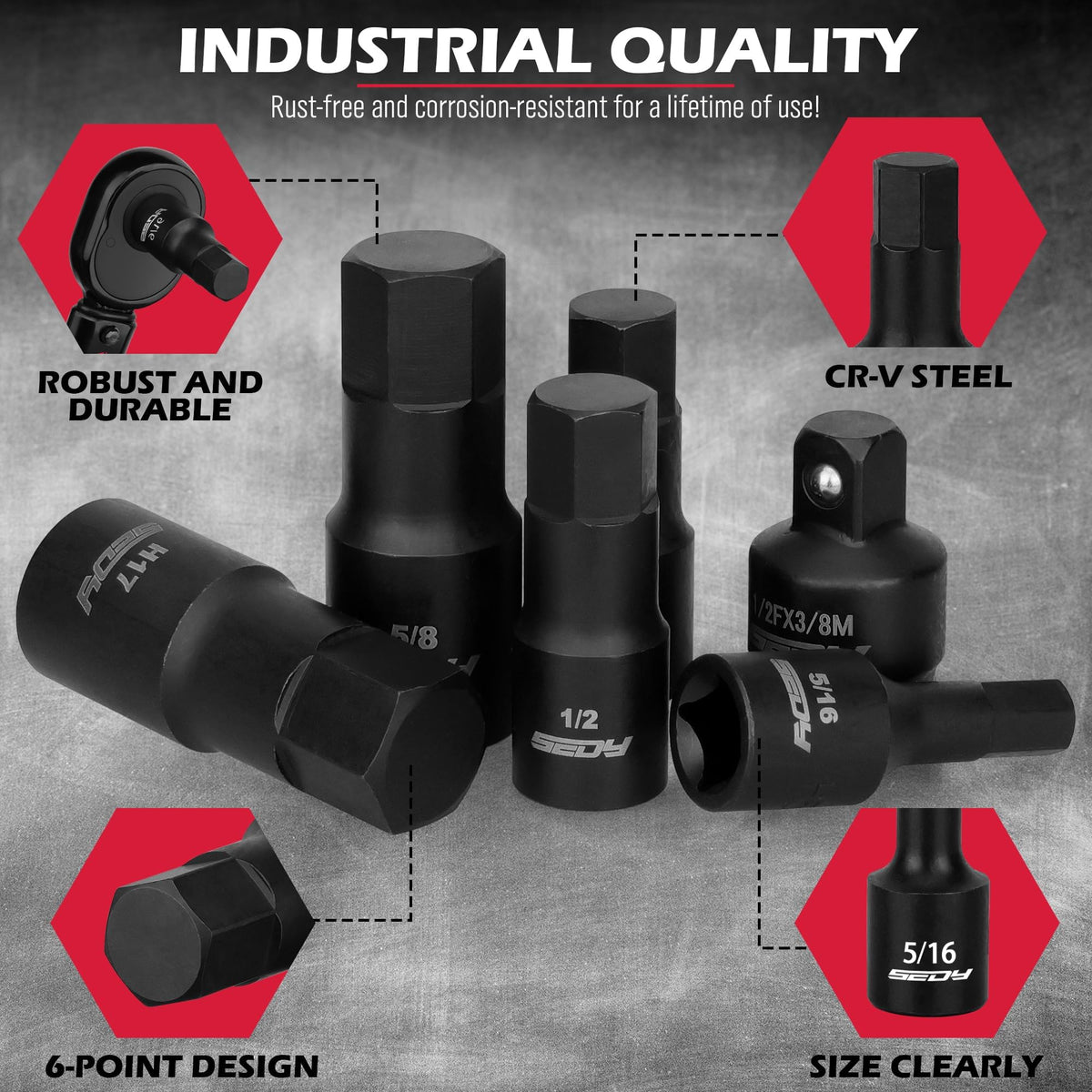 Sedy precision-machined ends ensure smooth insertion and grip.