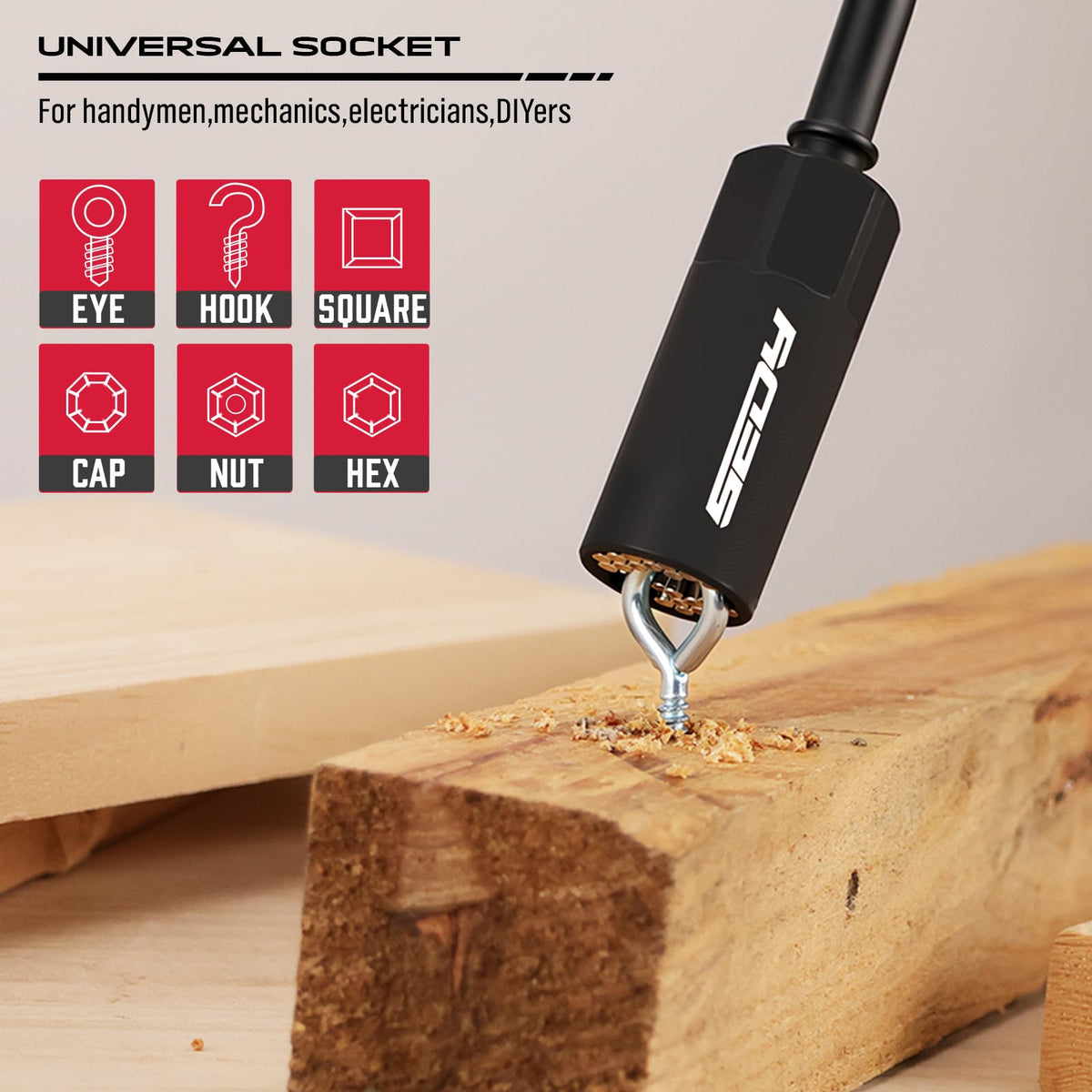 SEDY quick release extension reaches tight spaces with ease.