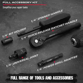 Sedy quick-release ratchet handle enables swift socket changes.
