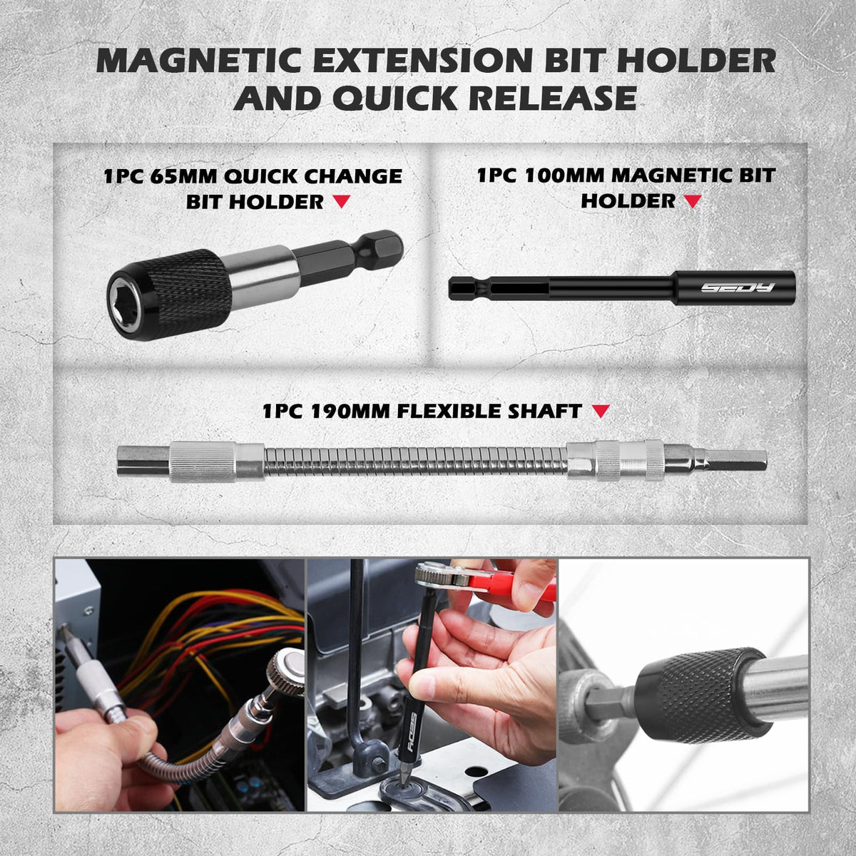 SEDY ratchet wrench included for efficient turning.