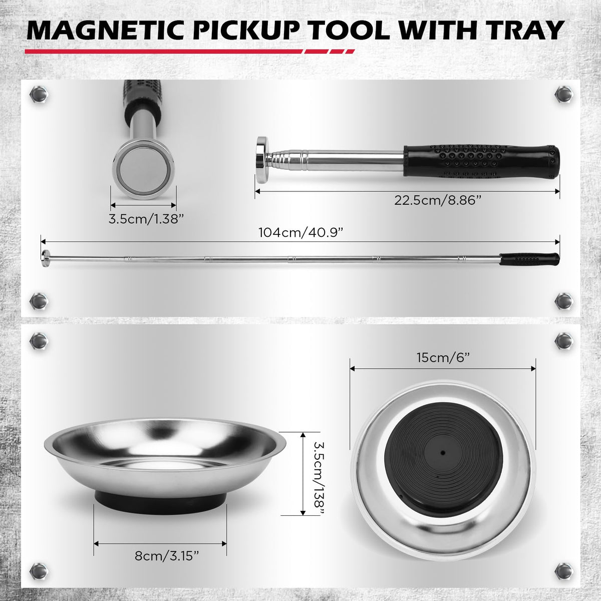 SEDY 55-pound capacity sweeper handling heavy metal debris with ease.