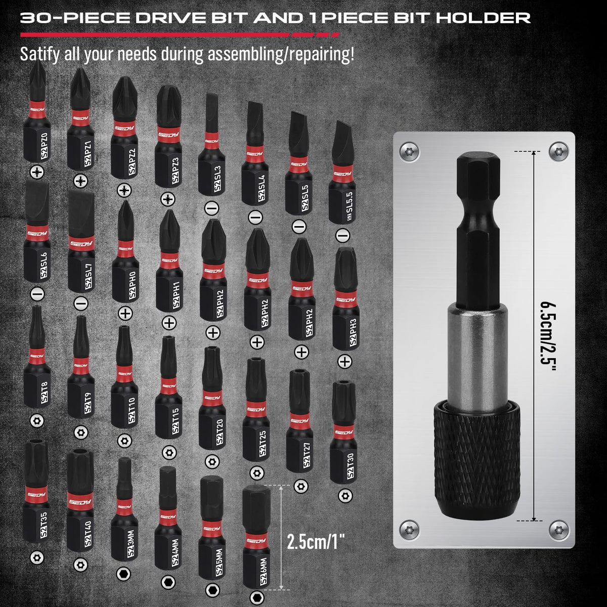 Sedy S2 power bits for precise, durable fastener work.