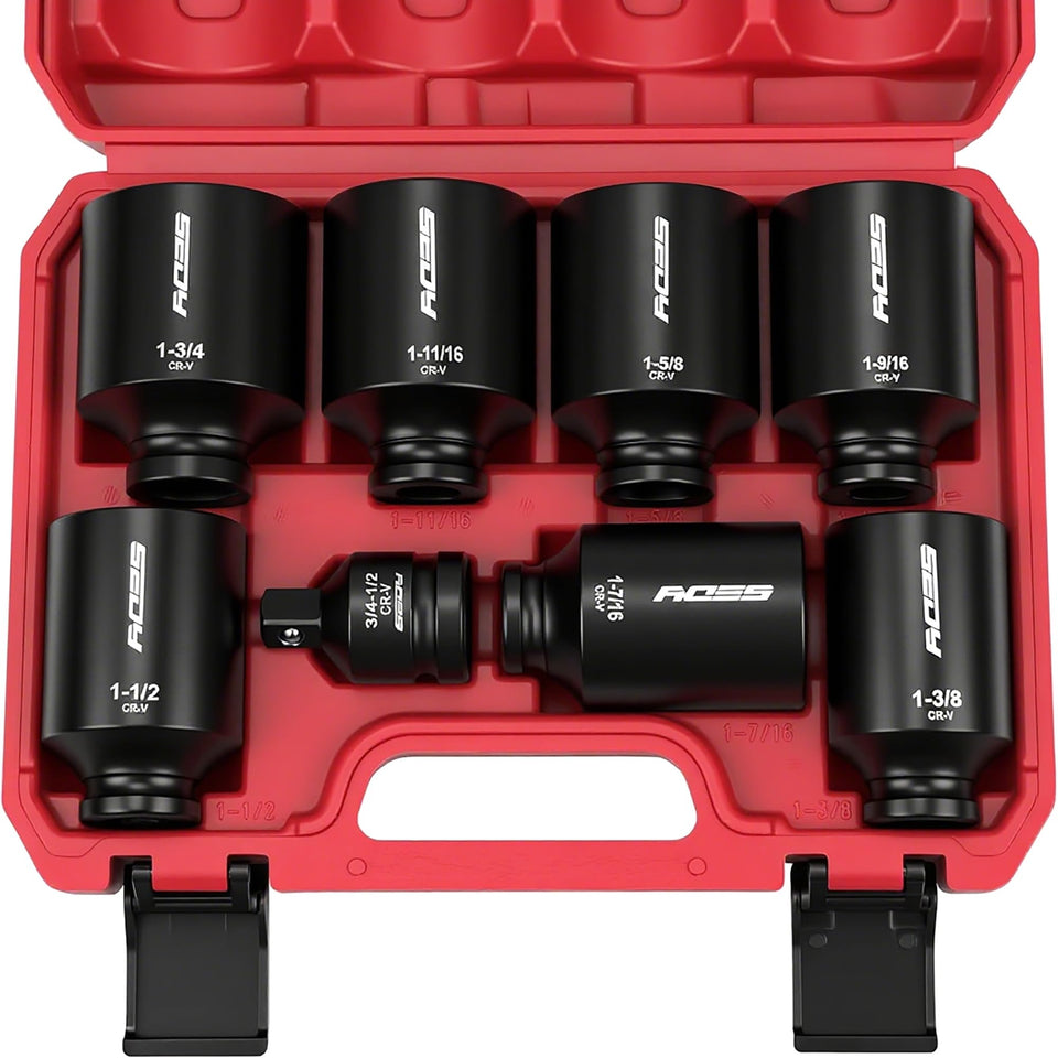 SEDY SAE deep-impact socket set 8pc half-inch drive for heavy-duty wheel nut work