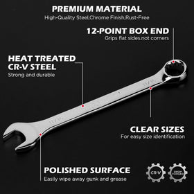 SEDY SAE wrench set 12-point box-end enables smoother turning in tight spaces.