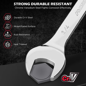 SEDY SAE wrench set chrome-vanadium finish offers durability and corrosion resistance.