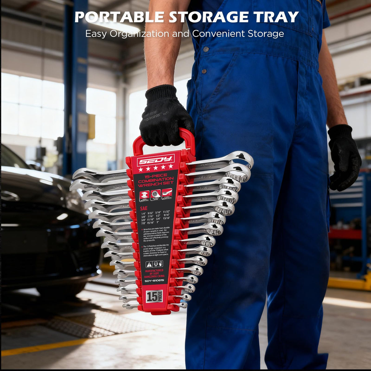 SEDY SAE wrench set longer pattern provides greater torque and leverage.