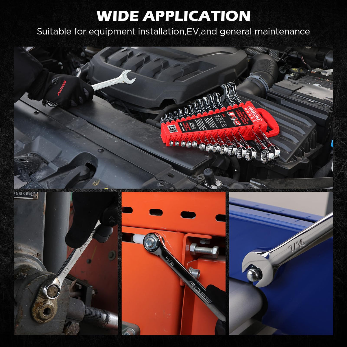 SEDY SAE wrench set organized storage keeps all sizes within reach.