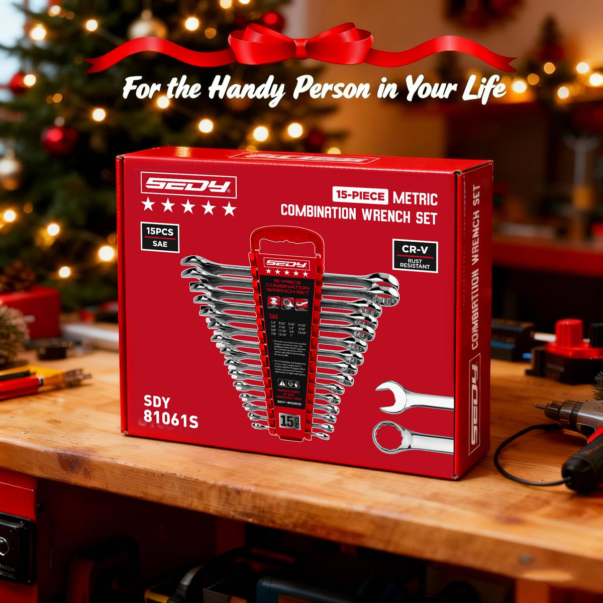 SEDY SAE wrench set portable carry handle makes transport to jobsites easy.