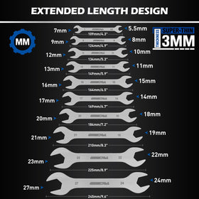 SEDY SAE wrenches cover 1/4 to 1-1/16 inch for common fasteners.