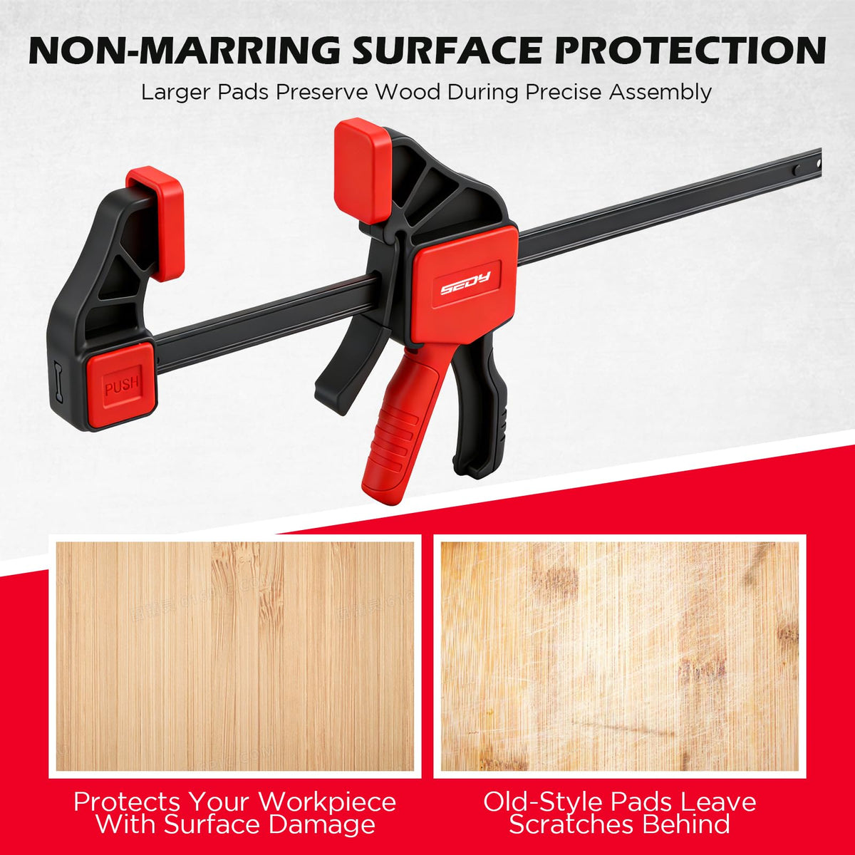 SEDY clamp system expands to wider frames, shelves, and cabinet components.