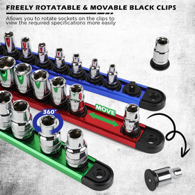SEDY spring-loaded ball bearings secure sockets against drops.