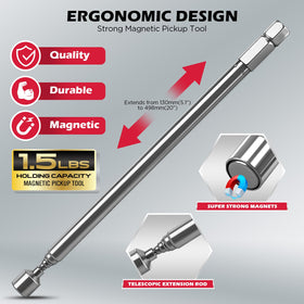 SEDY 1.5 lb telescoping magnetic pickup tool extended to retrieve metal parts