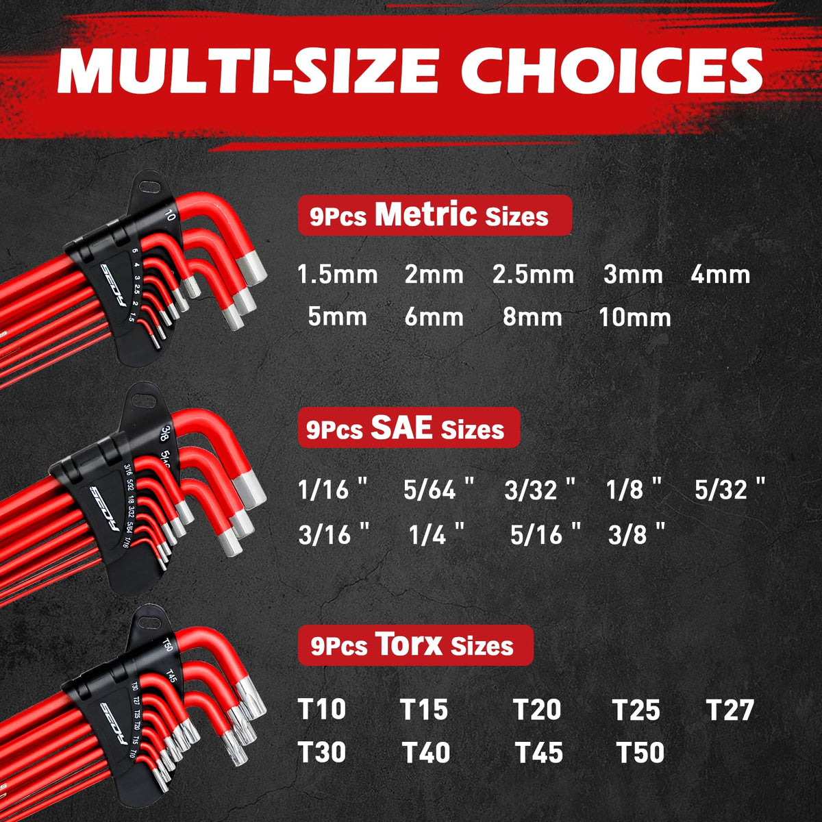 SEDY Torx T10–T50 set distributes force evenly