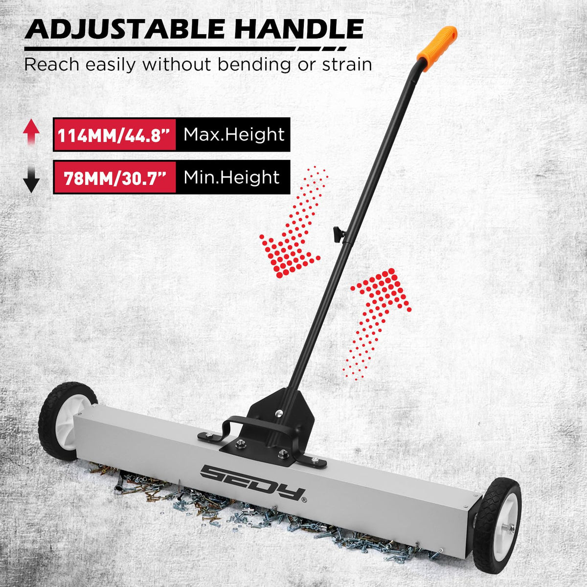 SEDY upgraded 3-inch rubber wheels glide smoothly across concrete and carpet.