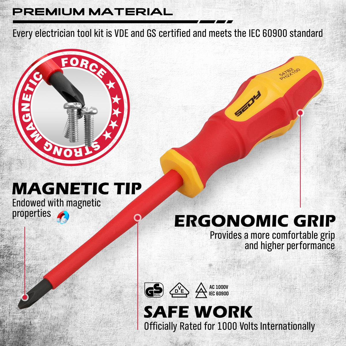 SEDY VDE needle-nose pliers with strong grip for delicate electronics