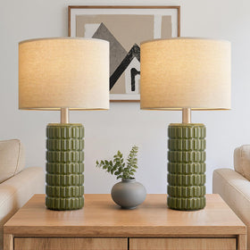Seealle 23-inch ceramic lamps in a two-pack elevate living room ambiance