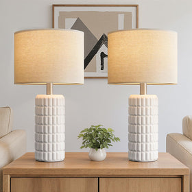 Seealle 23in ceramic table lamps paired with linen shade for modern living spaces