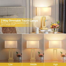 Seealle bedroom lamps set 2 showcase fabric shade and gold finish for elegant mood lighting.