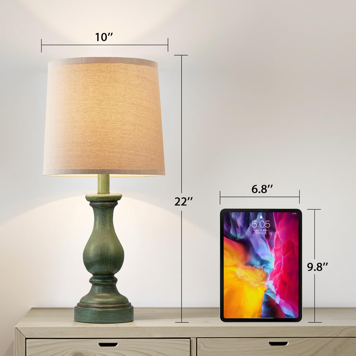 Seealle bedside lamp with linen shade provides soft light for nighttime reading