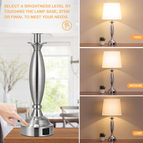 Seealle bedside lamps show USB-C and USB-A ports for convenient charging.