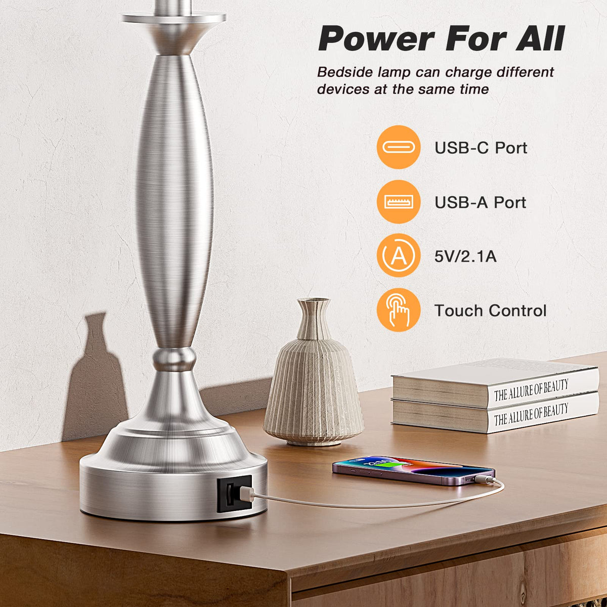 Seealle brushed nickel base detail adds a modern, durable touch.