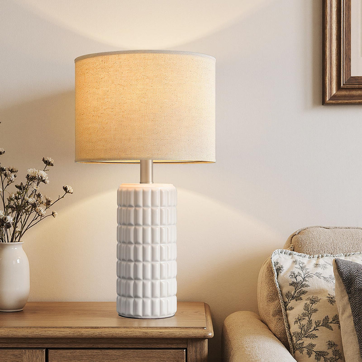 Seealle lamps beige-white finish add subtle farmhouse charm to any room
