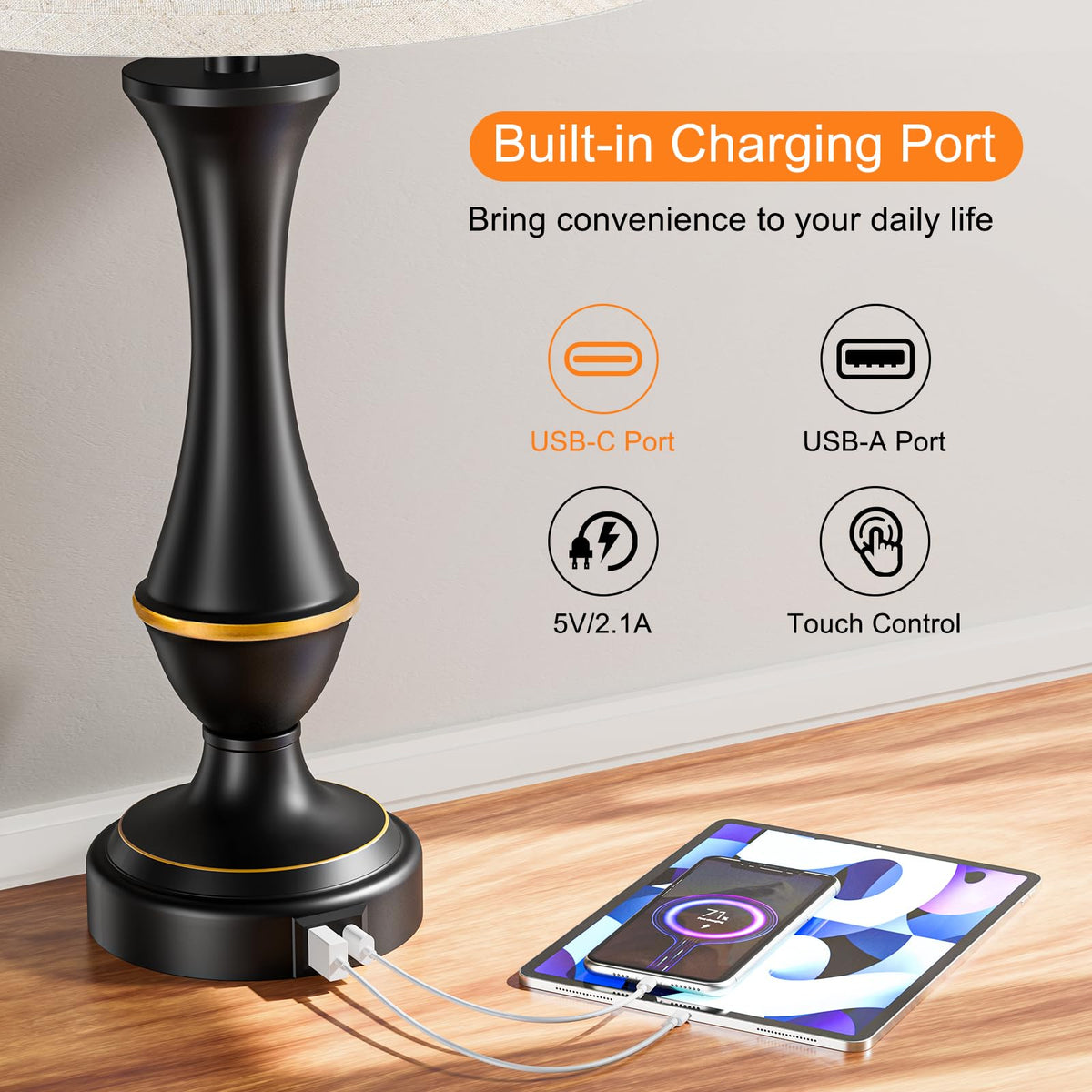 Seealle lamp with included E26 LED bulbs delivering flicker-free illumination.