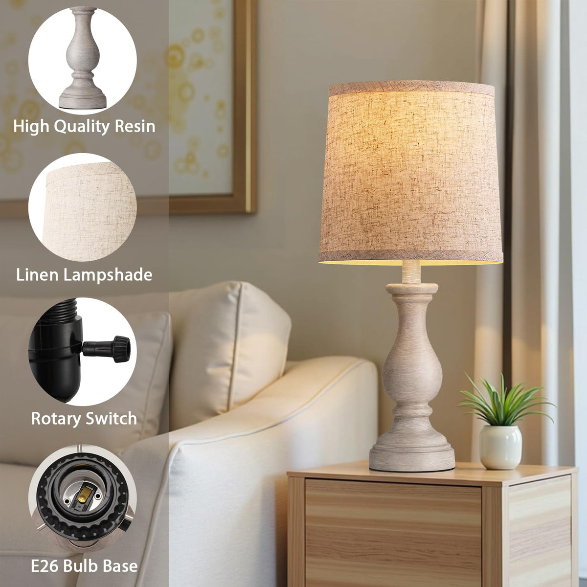 Seealle 22-inch boho lamps elevate nightstands with versatile vintage style.