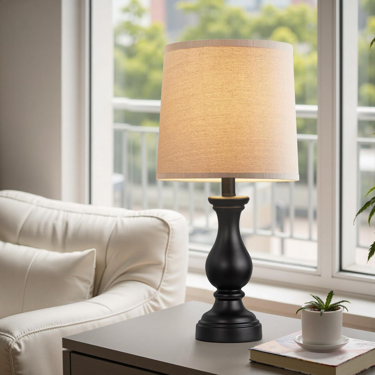 Seealle farmhouse table lamps showcase distressed wood base and vintage charm in living spaces