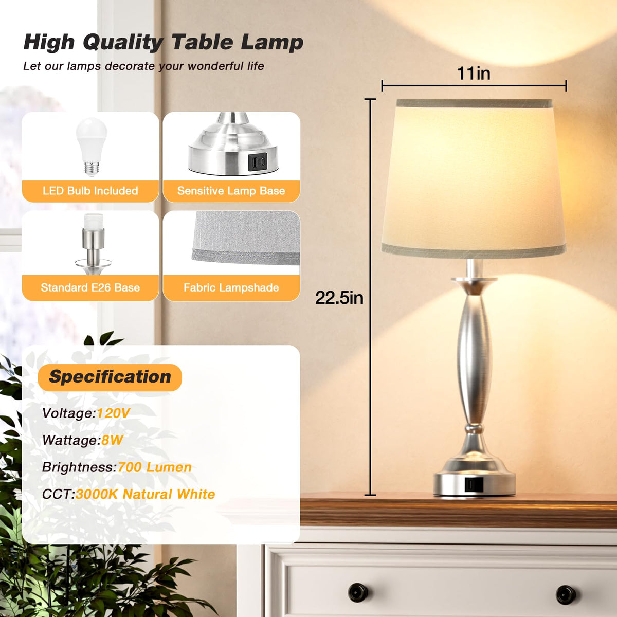 Seealle grey linen shade diffuses soft, inviting light.