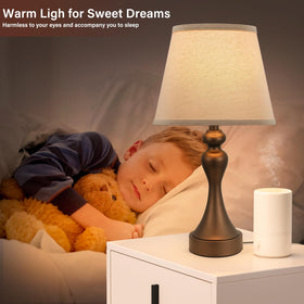 Seealle LED bulbs included with bedside lamps, energy-efficient lighting.
