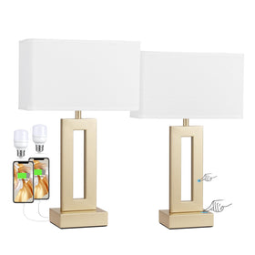 Seealle gold-toned lamp pair adds warmth and sophistication to spaces.
