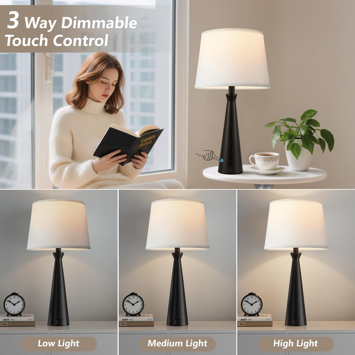 Seealle lamps with USB-C and USB-A ports for convenient device charging