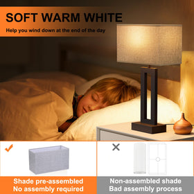 Seealle nightstand lamp placed on a bedside table in a cozy bedroom