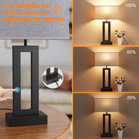Seealle nightstand lamp showing USB-C and USB-A ports for convenient charging