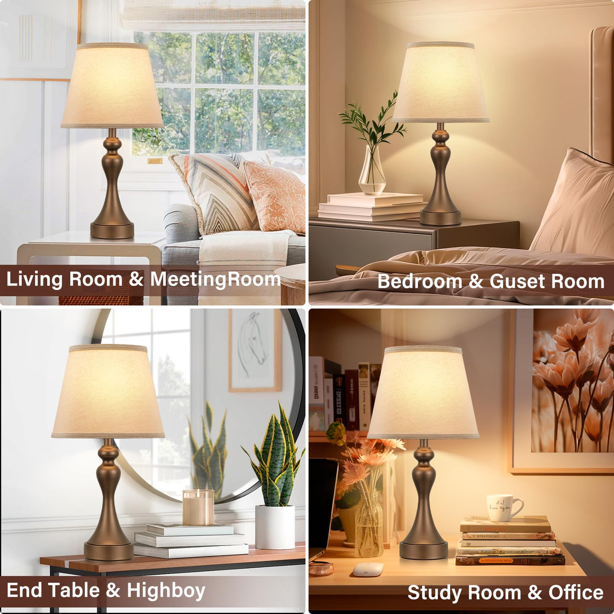 Seealle nightstand lamps with 3-way dimmable lighting for versatile use.