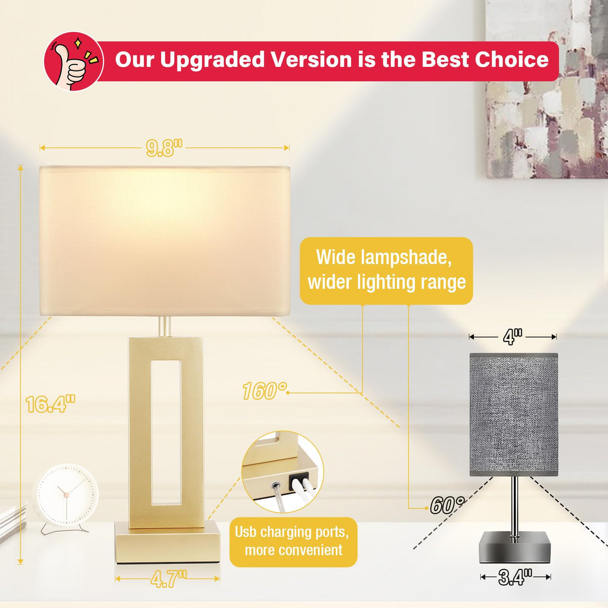 Seealle nightstand lamps feature 3-way dimming and touch control for calm evenings.