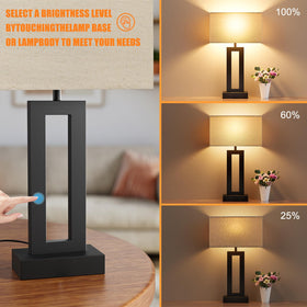 Seealle nightstand lamp base with USB-C and USB-A ports for dual charging.