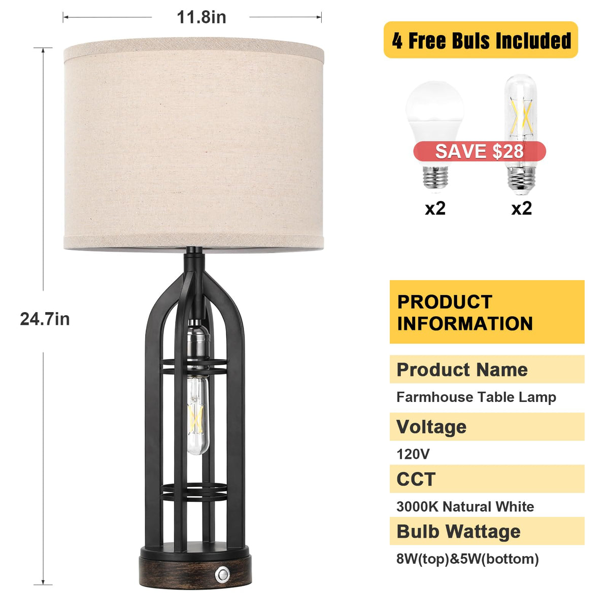 Seealle bedside lamps ready for quick installation and use